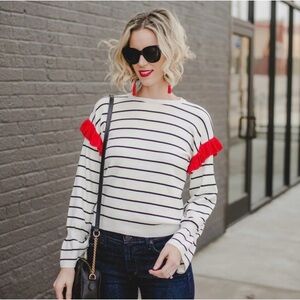 NWT English Factory Striped Sweater with Red Ruffle